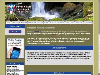 Web site www.fivestarcu.com, Five Star Credit Union