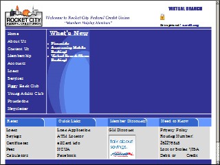 Web site www.rocketcityfcu.org, Rocket City Federal CU