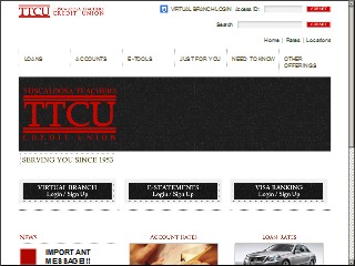 Web site www.ttcuweb.com, Tuscaloosa Teachers CU